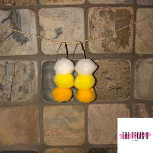 Yellow Pom Pom Earrings