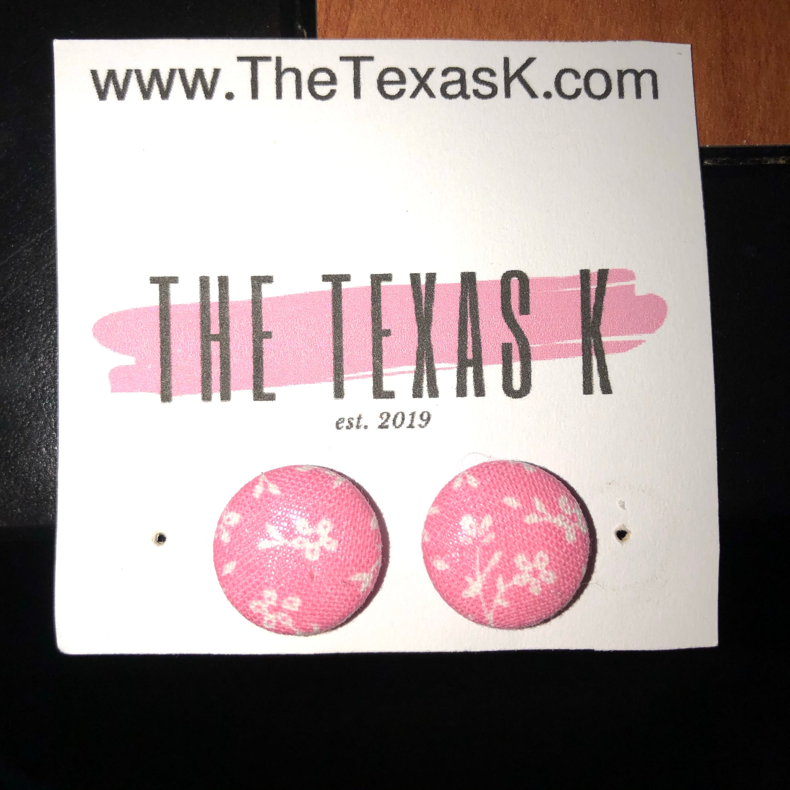 Floral Breast Cancer Button Earrings